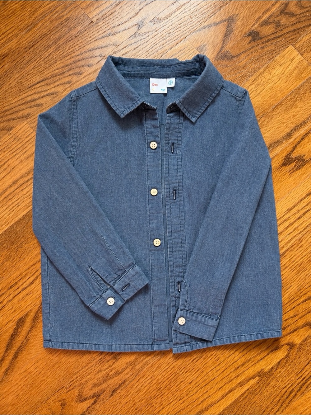 Oso & Me Denim-Style Blue Button-Up
